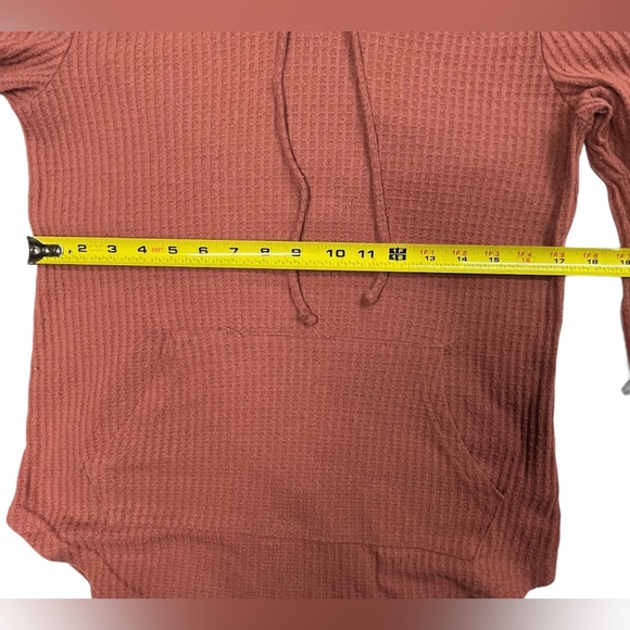 Weekend edition darker pink / reddish color long sleeve womens shirt with hood. - Picture 3 of 8